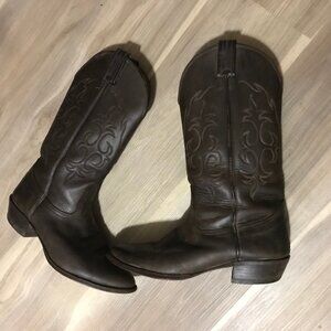 Nocona Ladies Dark Brown Leather Western Boots Size 37